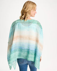 Teal Waters Ombre Coastal Printed Poncho