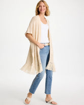Cream Long Knit Fringe Ruana