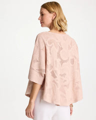 Rose Smoke Boatneck Rounded Hem Poncho