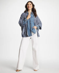 Indigo Sky Heather Rounded Hem Zip-Front Ruana