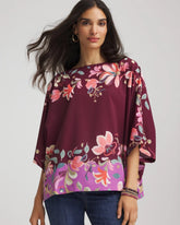 Deep Chianti Printed Boatneck Pullover Poncho