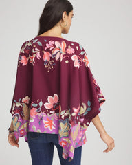 Deep Chianti Printed Boatneck Pullover Poncho
