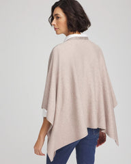Light Taupe Heather Rhinestone Embellished Poncho