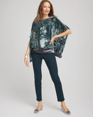 Striking Teal Velvet Burnout Passion Poncho