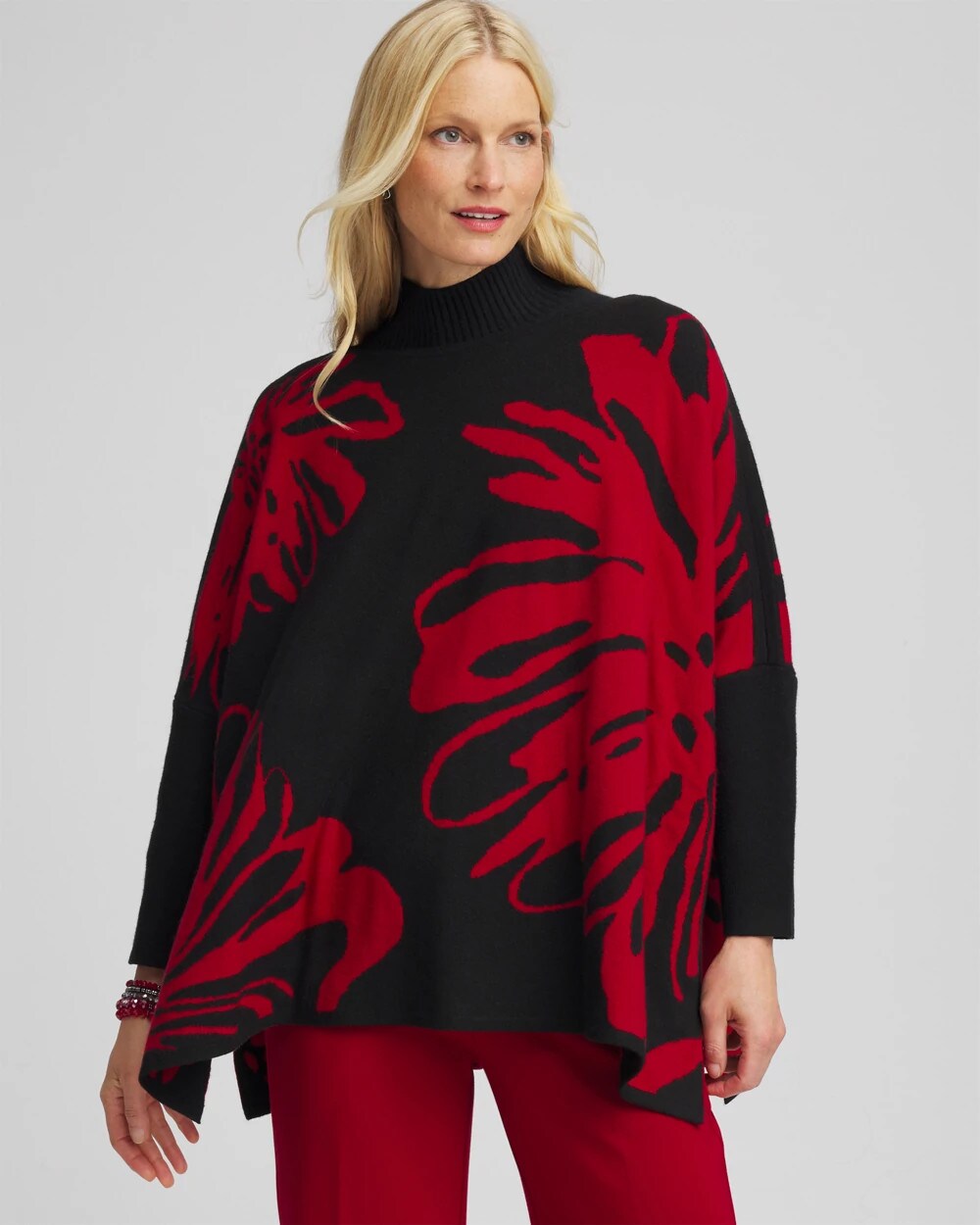 Black Floral Poncho