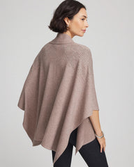 Taupe Heather Embellished Shawl Collar Ruana