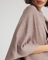 Taupe Heather Embellished Shawl Collar Ruana