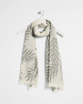 White Palm Embroidered Oblong Scarf