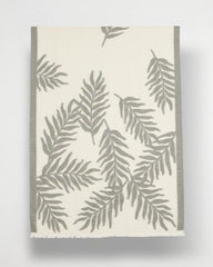 White Palm Embroidered Oblong Scarf