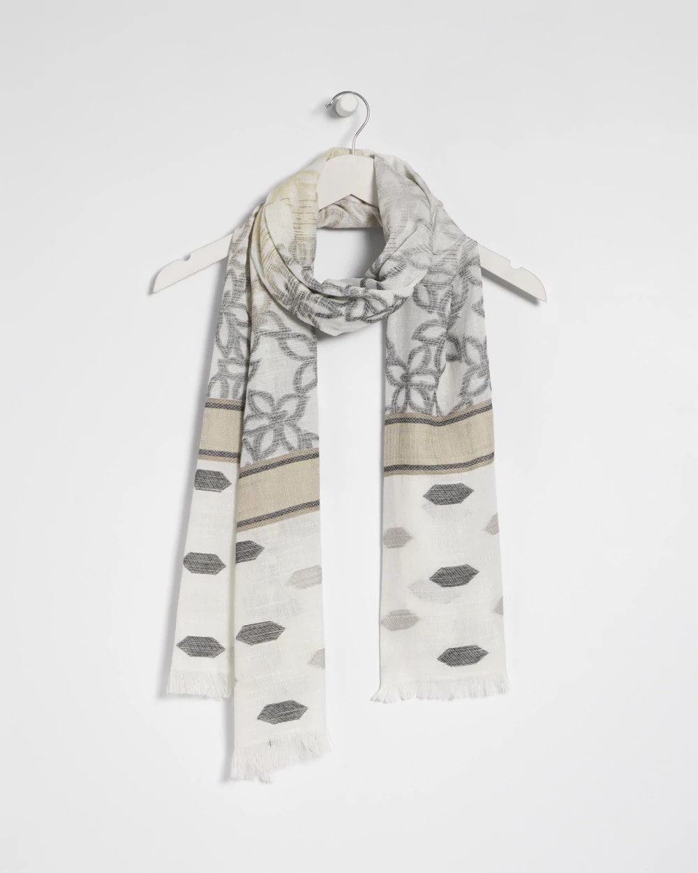 Neutral Neutral Paisley Polka Dot Oblong Scarf