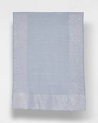 Blue Lurex Trim Oblong Scarf