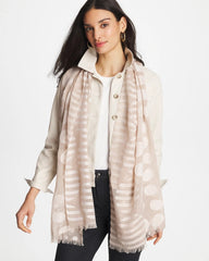 Neutral Neutral Polka Dot Oblong Scarf