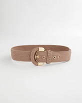 Taupe Satin Stretch Metal Belt