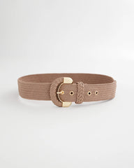 Taupe Satin Stretch Metal Belt