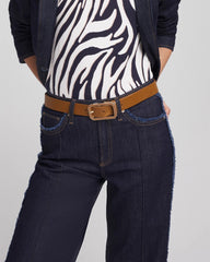 Brown Cognac Enamel Buckle Trouser Belt