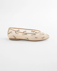 Natural Orchid Embroidered Ballet Flats