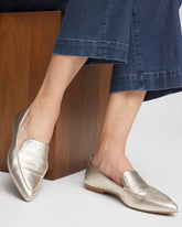 Gold Gold Metallic Leather Loafer