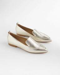 Gold Gold Metallic Leather Loafer