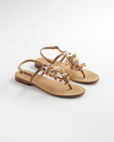 Natural Beach Seashell T-Strap Sandals
