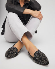 Black Gwyn Art Deco Beaded Flats