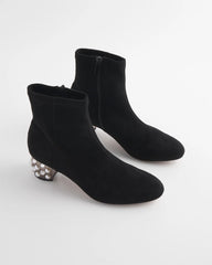 Black Danika Embellished Vegan Suede Boots