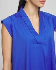 Rich Cobalt Petite Popover Poplin Maxi Dress