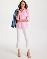 Alabaster Petite No Stain Girlfriend Fray Hem Kick Flare Jeans