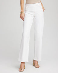 Natural Seeded Petite Seeded Pull-On Wide-Leg Jeans