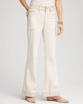 Neutral Colorblock Wide Flare Jeans