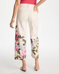 Sea Salt Printed Pull-On Wide Crop Jeans