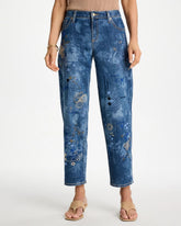 Daphne Indigo Relaxed Embroidered Boyfriend Jean