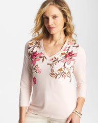 Siesta Rose Stretch-Cotton 3/4 Sleeve Perfect Tee