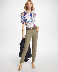 Passport Blue Geo Blur Ruched Sleeve Tee