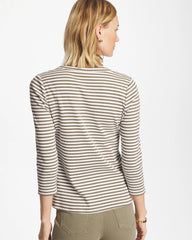 Lichen Striped Ribbed Button Crewneck Tee