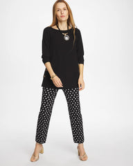 Black Matte Jersey Button Tunic
