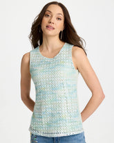 Blue Orchid Mermaid Sequin Mesh Crochet Tank