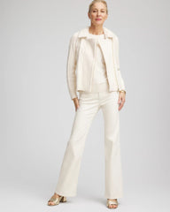 English Cream Fur Trim Moto Cardigan