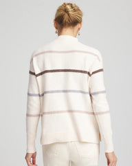 English Cream Sequined Stripe Pullover Sweater