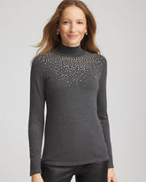 Graphite Gray Ella Rhinestone Mockneck Sweater