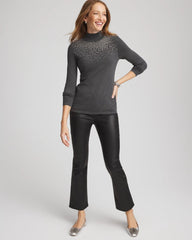 Graphite Gray Ella Rhinestone Mockneck Sweater