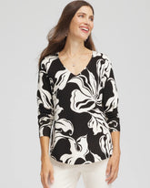 Black Ella Printed V-Neck Sweater