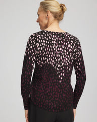 Black Ella Printed V-Neck Sweater