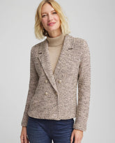 Smokey Taupe Double Breasted Tweed Blazer