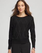 Black Ella Embellished Dolman Pullover Sweater