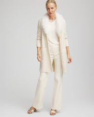 English Cream Fur Trim Cardigan