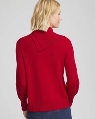 Carmine Red Button Envelope Neck Sweater