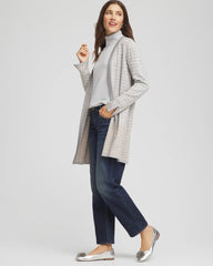 Gray Metallic Herringbone Cardigan