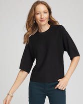 Black Dolman Sleeve Crew Neck Pullover Sweater