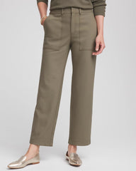Nettle Leaf Petite Bi-Stretch Straight Ankle Pants