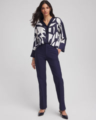 Passport Blue Cotton Straight-Leg Trousers